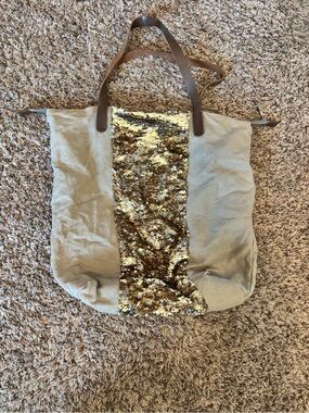 GAP Canvas Tote Bag with Gold Sequins
